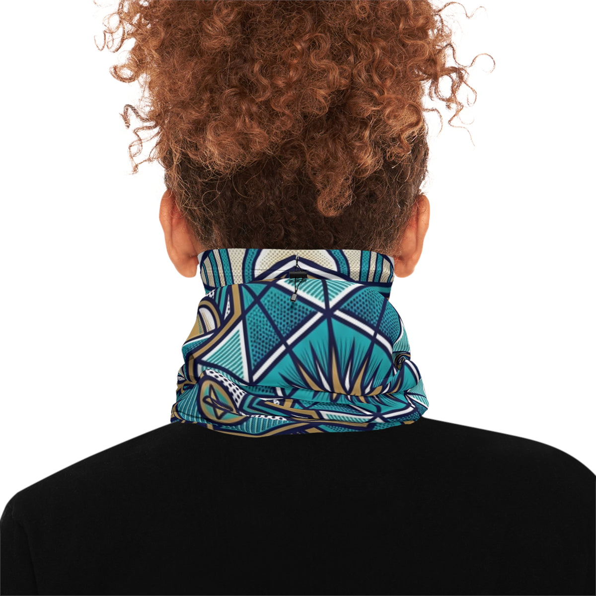 Geometric Mandala Winter Neck Gaiter — Blue Star Drawstring Face Mask