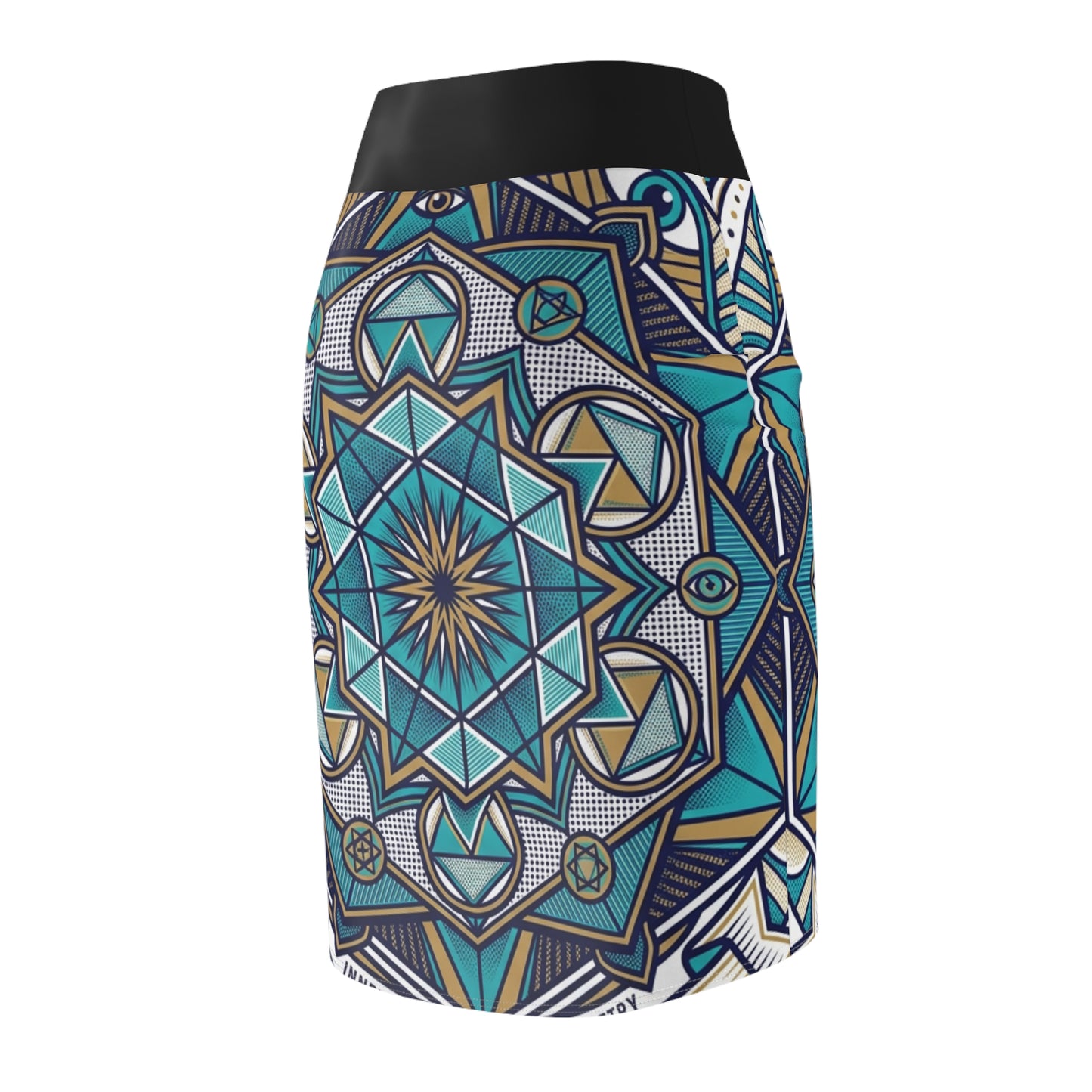 Mandala Pencil Skirt — Psychedelic Vision Boho Geometric Print