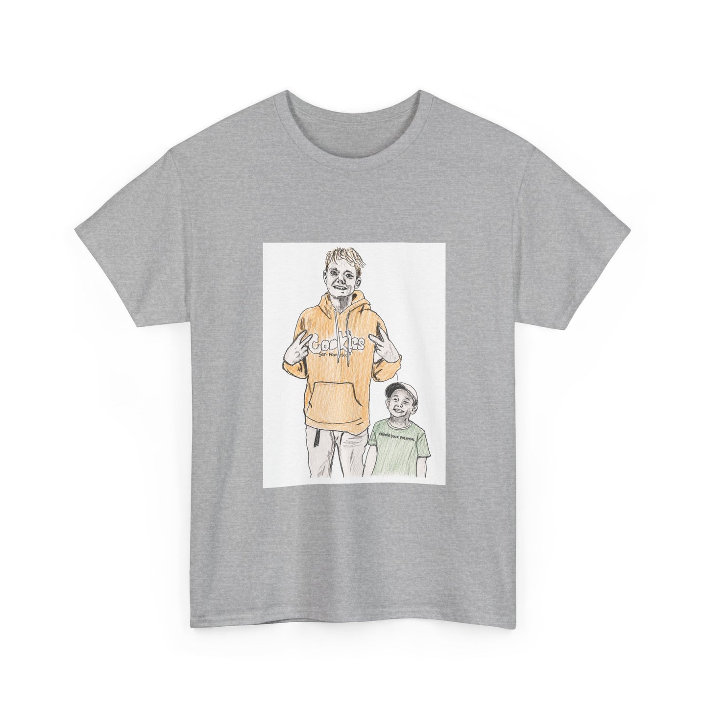 T-Shirt — Hand-Drawn Couple Illustration Tee (Casual Matching Graphic)