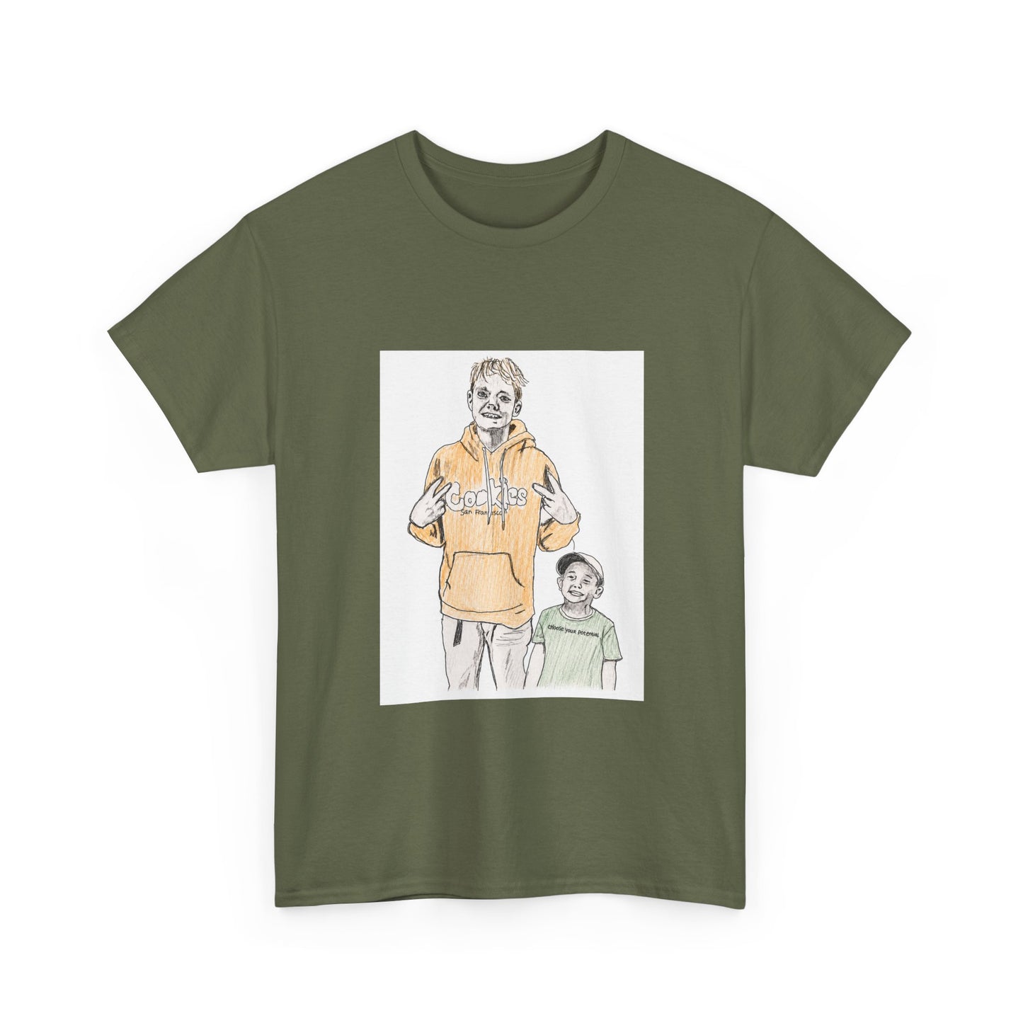 T-Shirt — Hand-Drawn Couple Illustration Tee (Casual Matching Graphic)