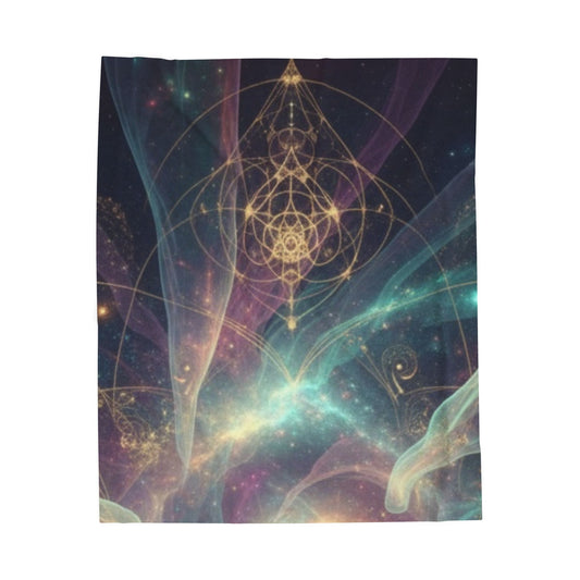 Mystic Galaxy Velveteen Plush Blanket — Cosmic Sacred Geometry Throw