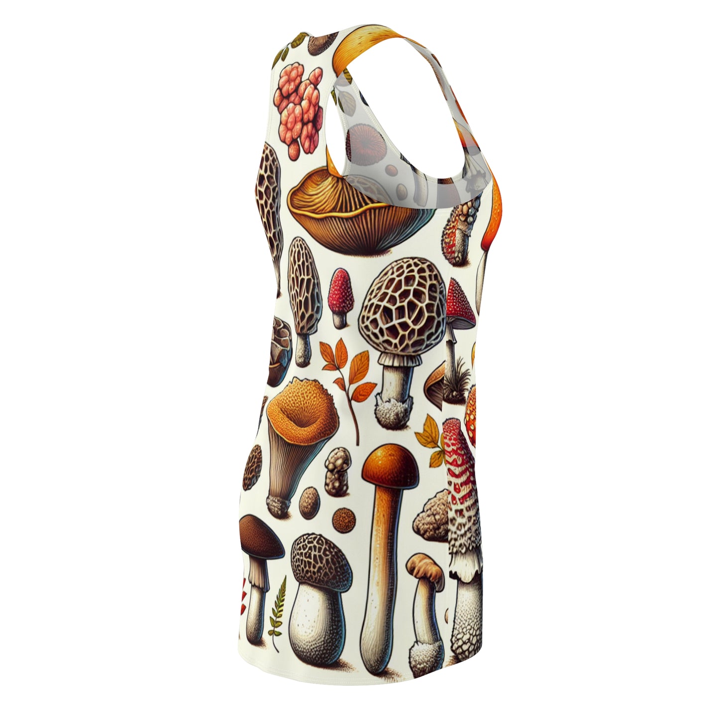 Mushroom Pattern Racerback Dress — Vintage Botanical Fungi Print
