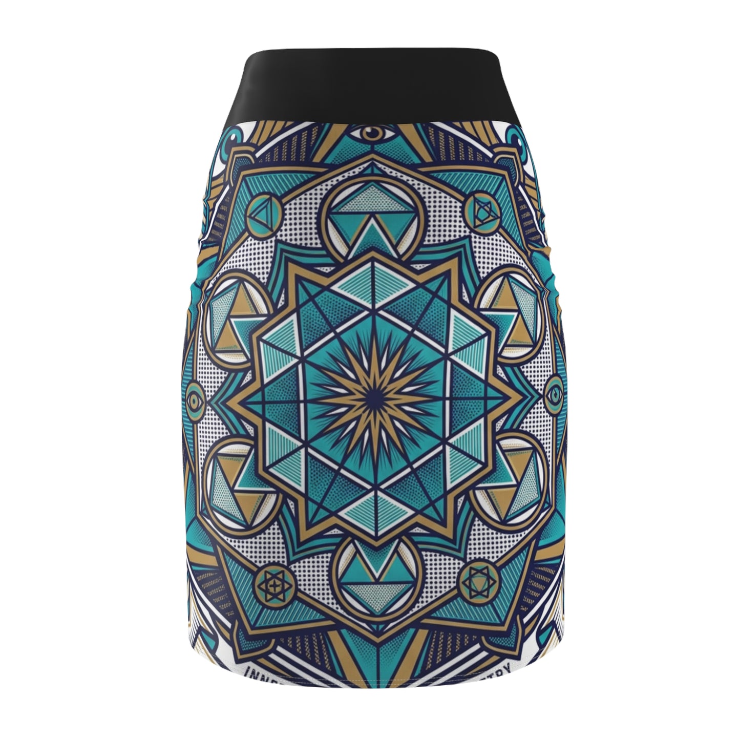 Mandala Pencil Skirt — Psychedelic Vision Boho Geometric Print