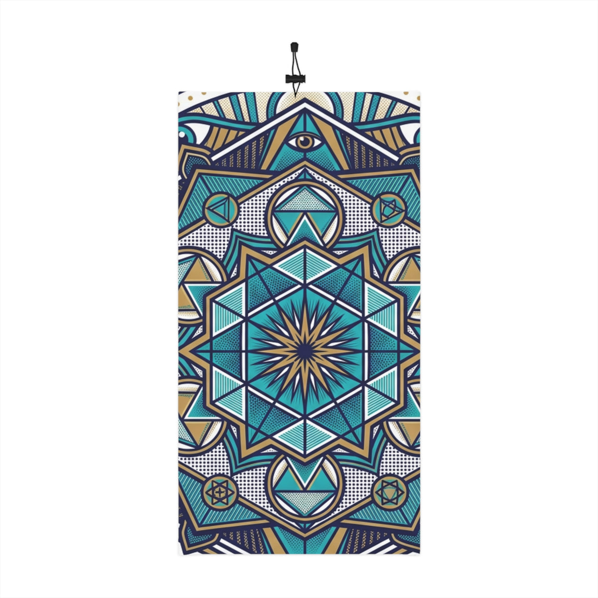 Geometric Mandala Winter Neck Gaiter — Blue Star Drawstring Face Mask