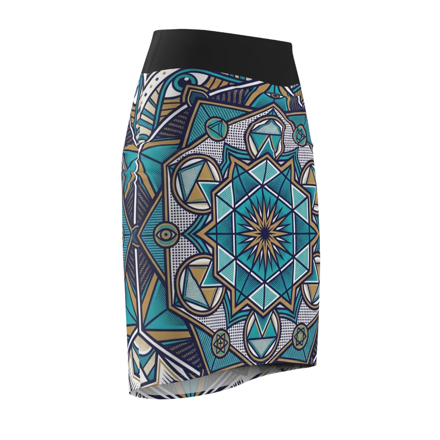 Mandala Pencil Skirt — Psychedelic Vision Boho Geometric Print