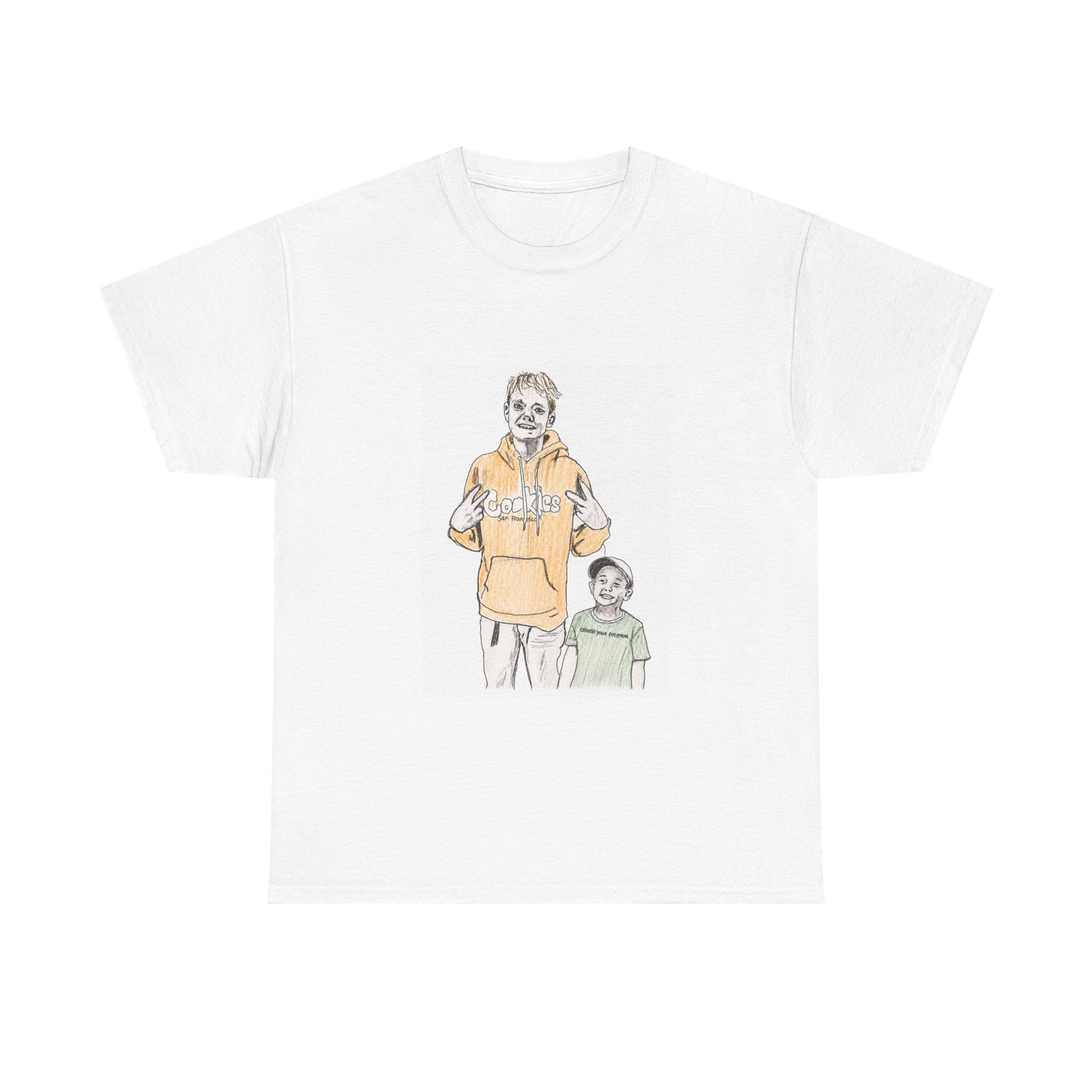 T-Shirt — Hand-Drawn Couple Illustration Tee (Casual Matching Graphic)