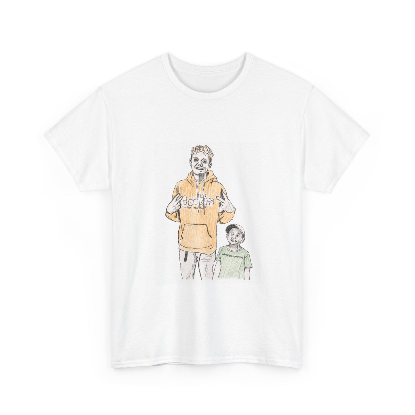 T-Shirt — Hand-Drawn Couple Illustration Tee (Casual Matching Graphic)