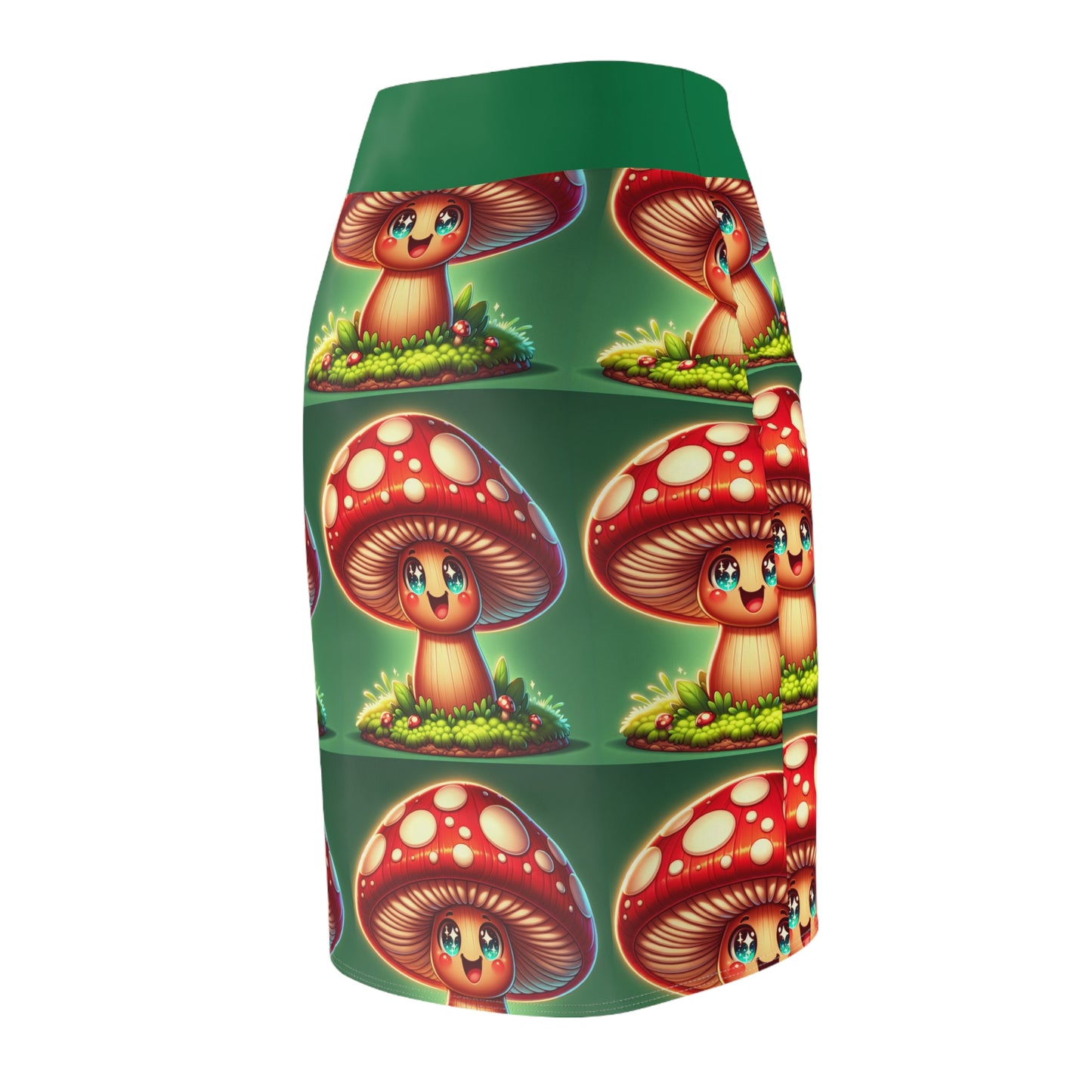 Whimsical Mushroom Women’s Pencil Skirt - Fun, Eco-Friendly Fashion for Nature Lovers