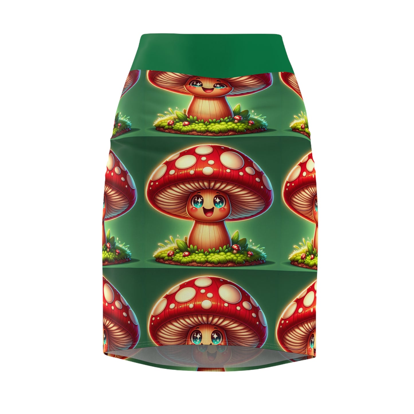 Whimsical Mushroom Women’s Pencil Skirt - Fun, Eco-Friendly Fashion for Nature Lovers