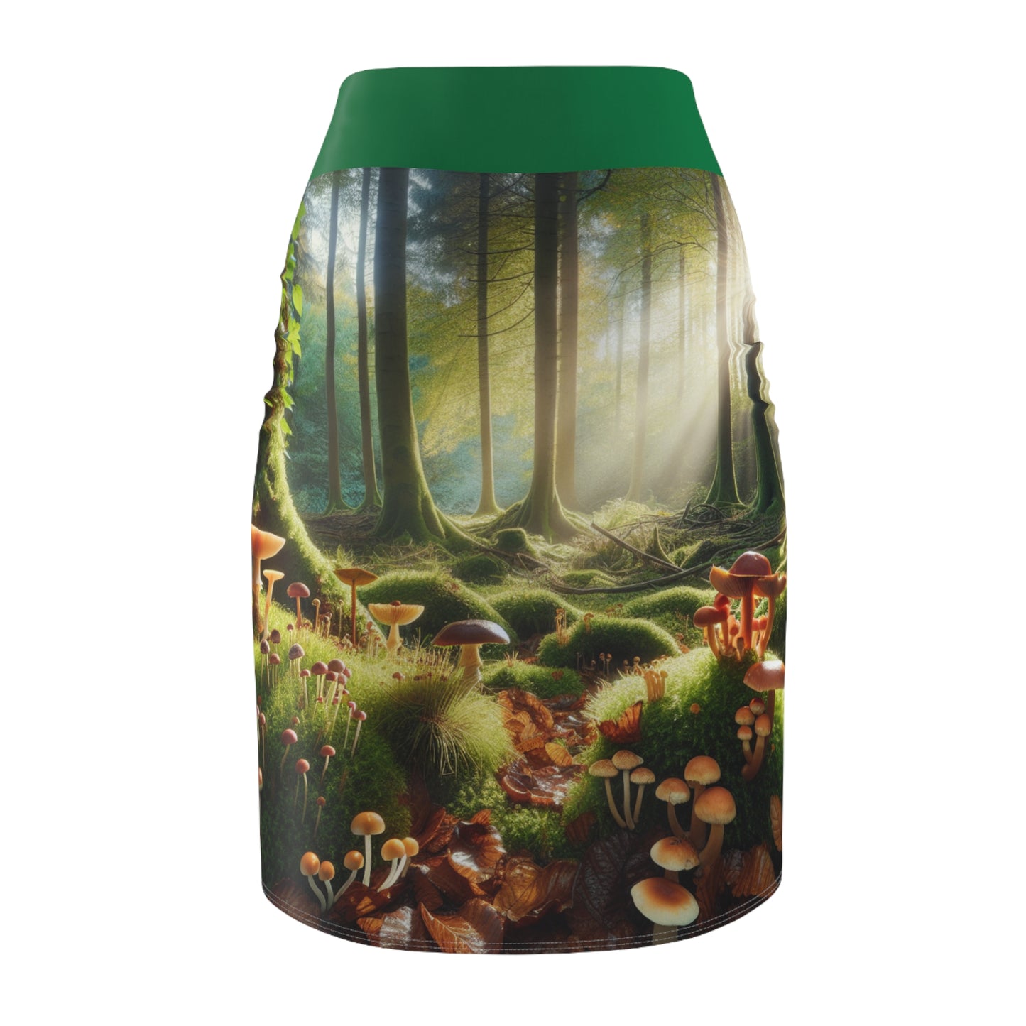 Enchanting Mushroom Forest Pencil Skirt - Nature-Inspired Fashion for Women