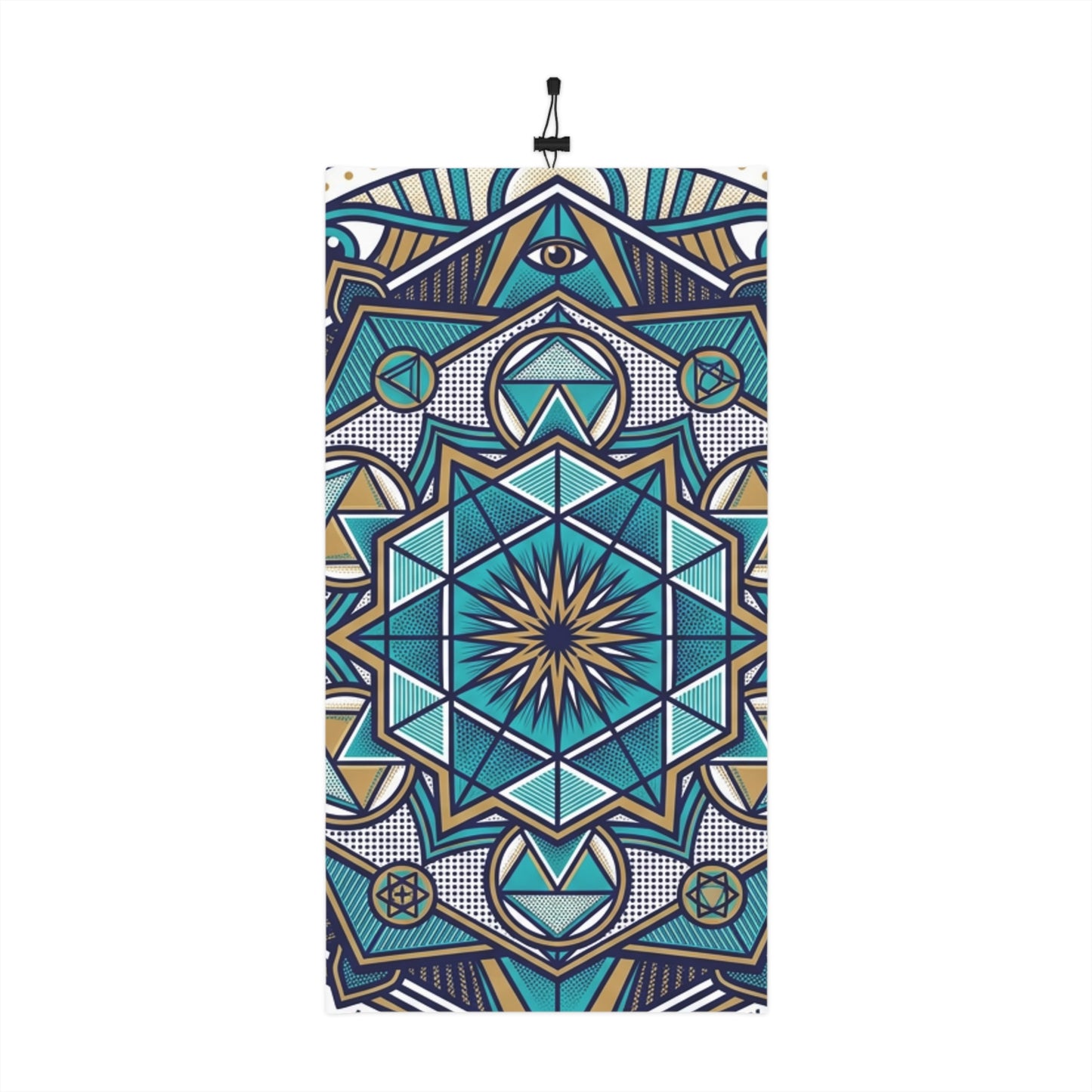 Geometric Mandala Winter Neck Gaiter — Blue Star Drawstring Face Mask