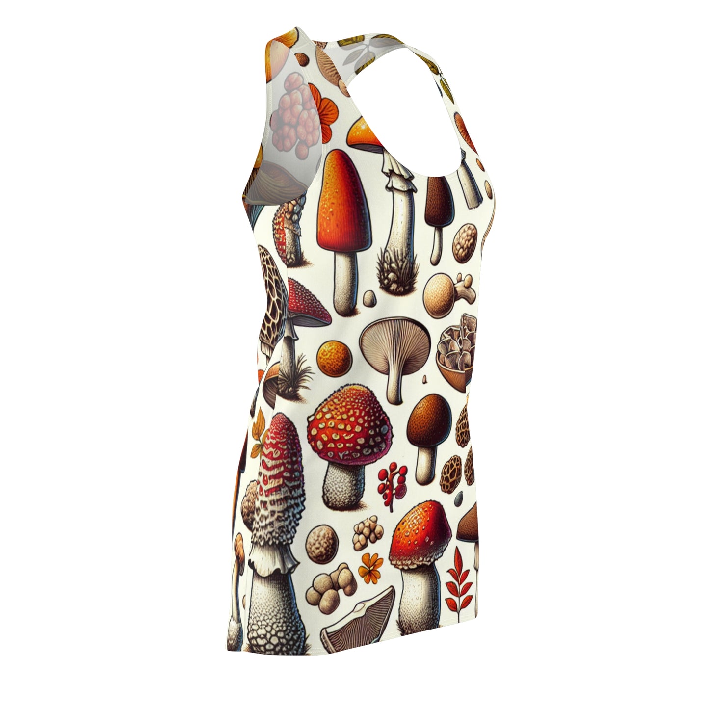 Mushroom Pattern Racerback Dress — Vintage Botanical Fungi Print