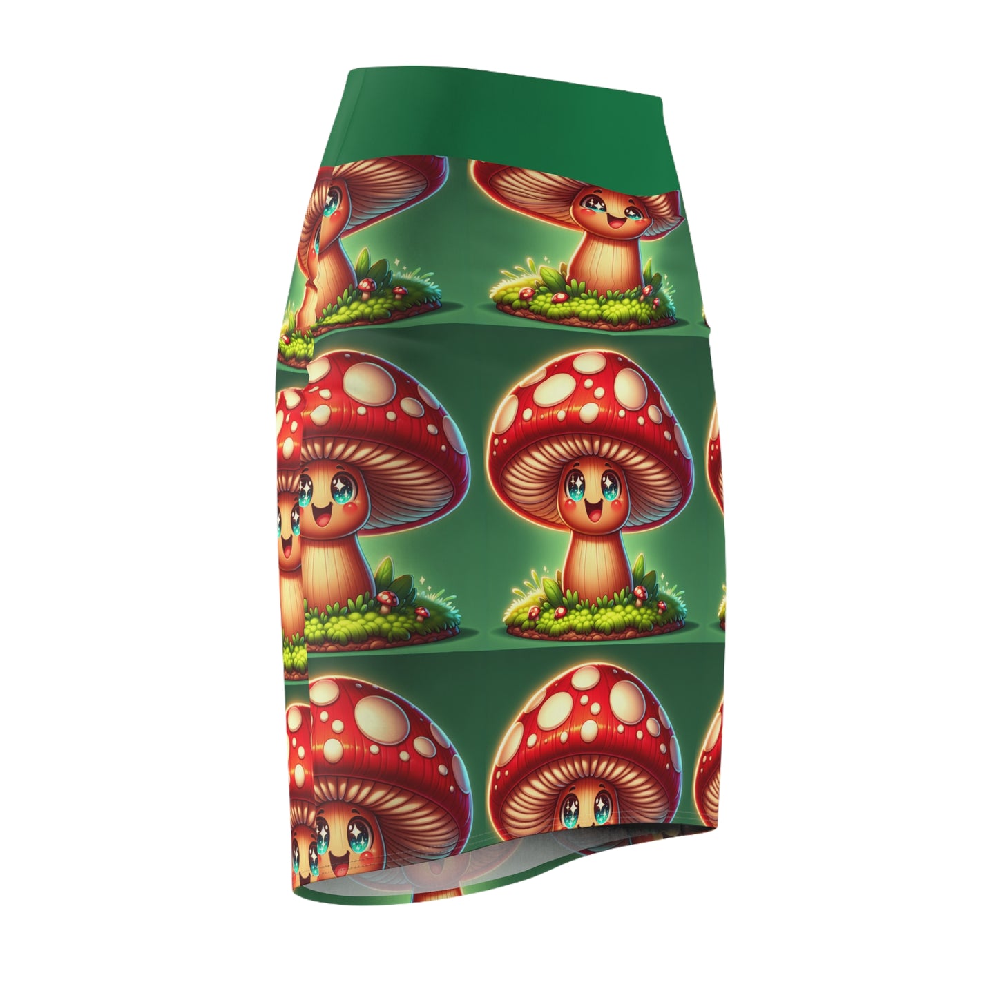 Whimsical Mushroom Women’s Pencil Skirt - Fun, Eco-Friendly Fashion for Nature Lovers