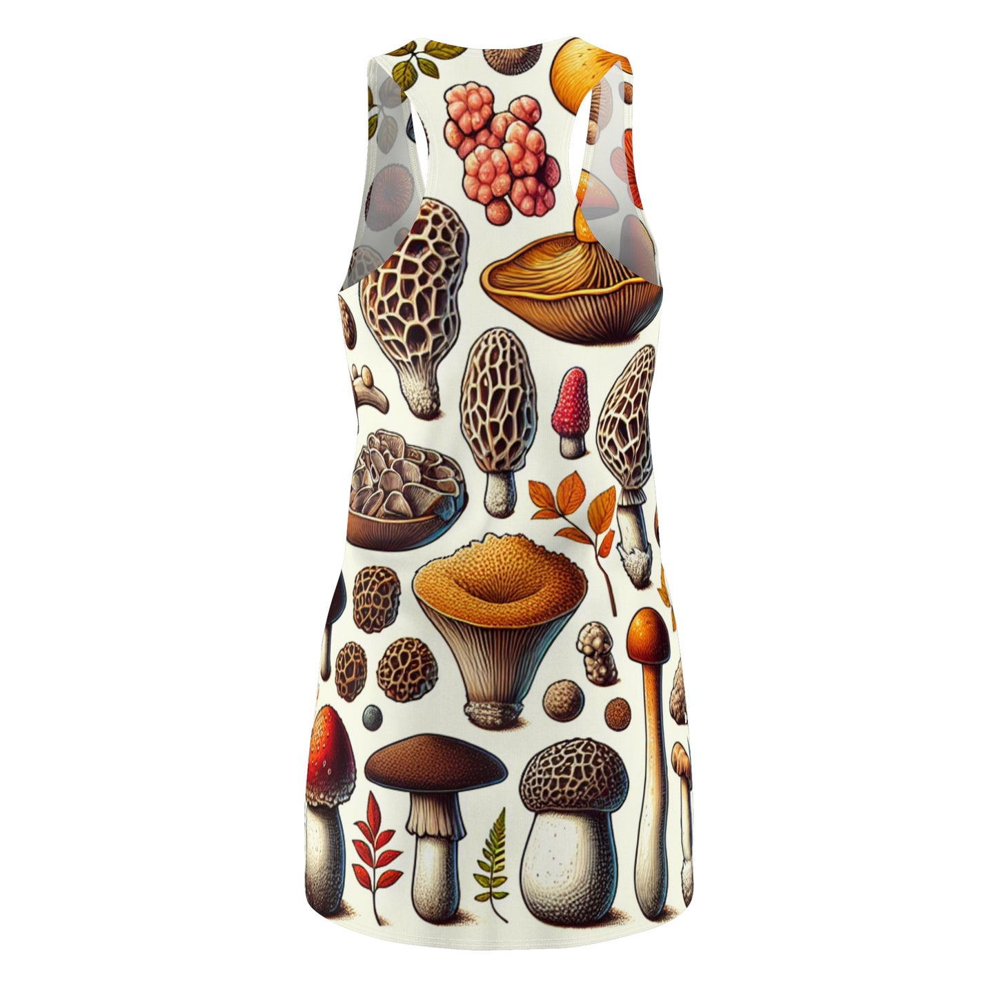 Mushroom Pattern Racerback Dress — Vintage Botanical Fungi Print
